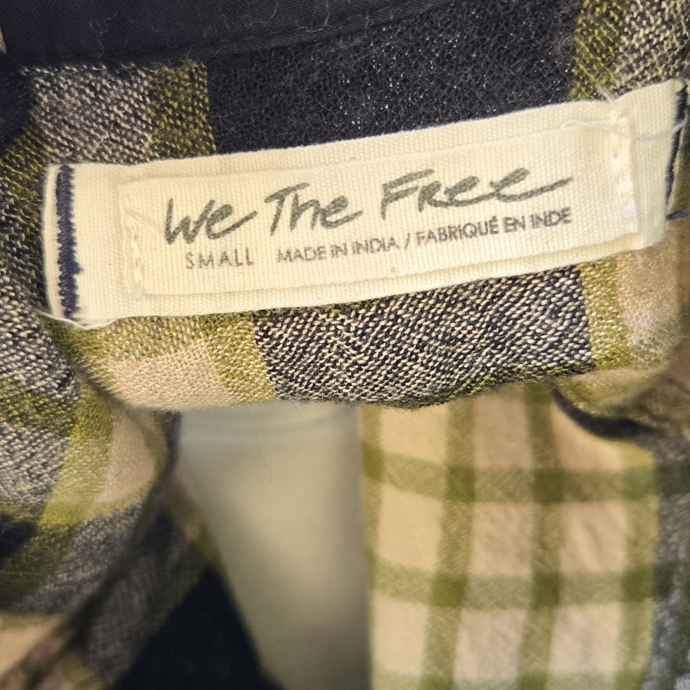 We The Free Wool Blend Plaid Peplum Snap Button Blouse - Picture 9 of 11